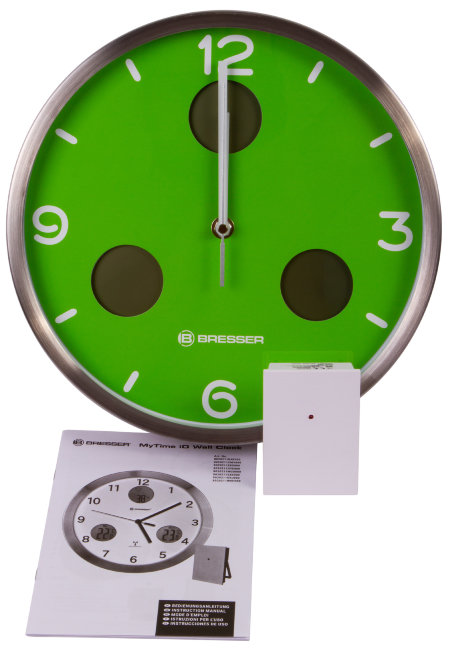 Часы настенные Bresser MyTime io NX Thermo/Hygro, 30 см, зеленые Часы настенные Bresser MyTime io NX Thermo/Hygro, 30 см, зеленые