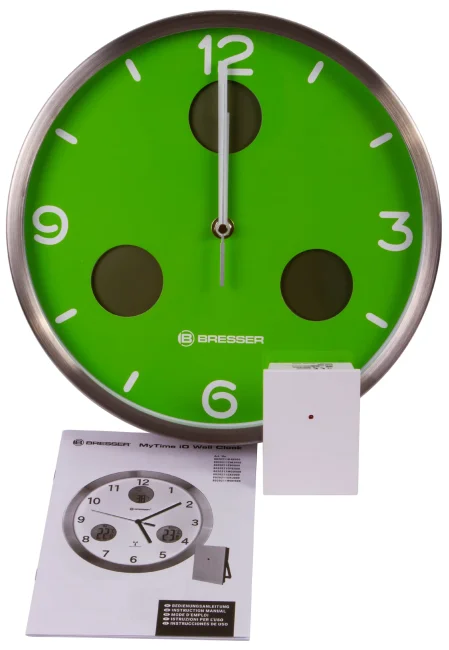 Часы настенные Bresser MyTime io NX Thermo/Hygro, 30 см, зеленые Часы настенные Bresser MyTime io NX Thermo/Hygro, 30 см, зеленые