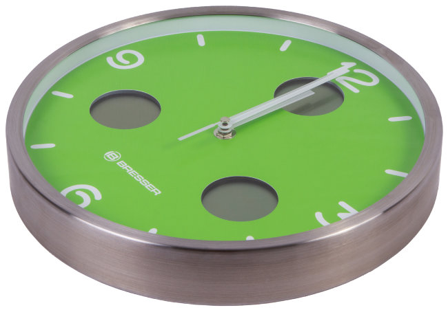 Часы настенные Bresser MyTime io NX Thermo/Hygro, 30 см, зеленые Часы настенные Bresser MyTime io NX Thermo/Hygro, 30 см, зеленые