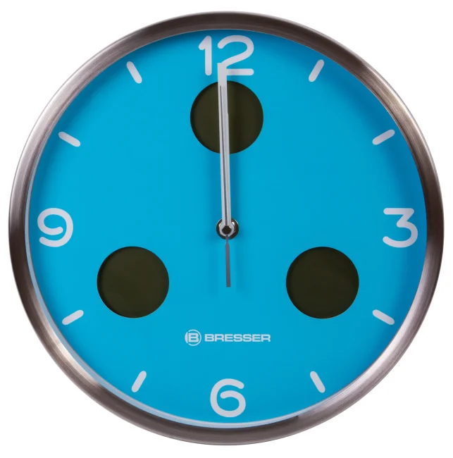 Часы настенные Bresser MyTime io NX Thermo/Hygro, 30 см, голубые