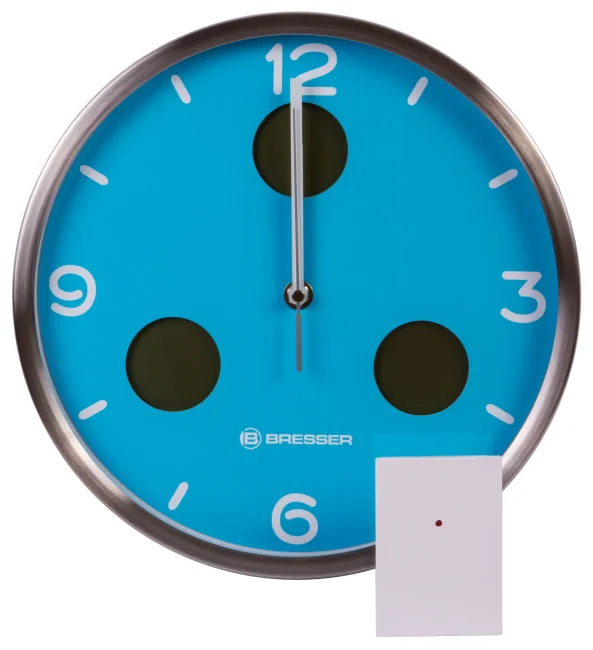 Часы настенные Bresser MyTime io NX Thermo/Hygro, 30 см, голубые