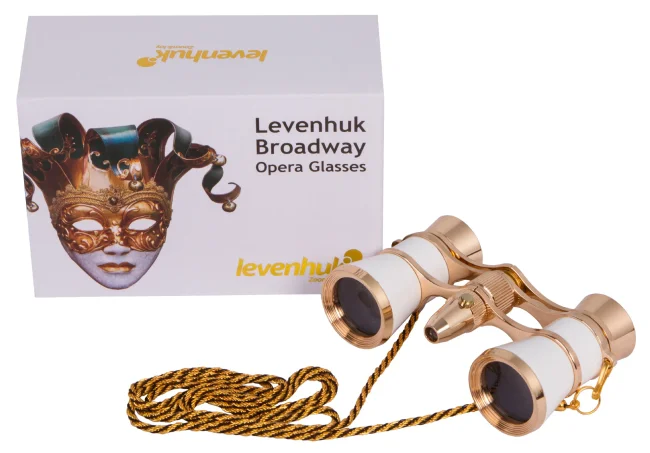 Бинокль Levenhuk Broadway 325F с подсветкой и цепочкой, белый Бинокль Levenhuk Broadway 325F с подсветкой и цепочкой, белый