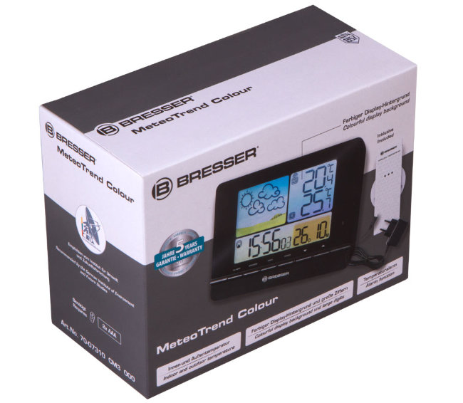 Метеостанция Bresser MeteoTrend Colour с радиоуправлением, черная Метеостанция Bresser MeteoTrend Colour с радиоуправлением, черная