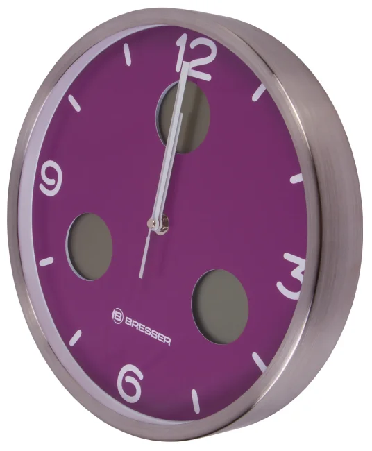 Часы настенные Bresser MyTime io NX Thermo/Hygro, 30 см, фиолетовые Часы настенные Bresser MyTime io NX Thermo/Hygro, 30 см, фиолетовые