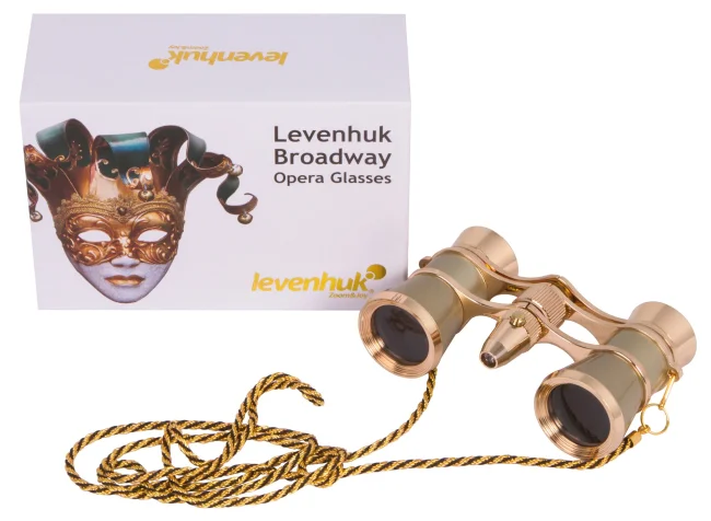 Бинокль Levenhuk Broadway 325F с подсветкой и цепочкой, золотой
