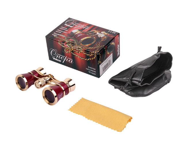 Бинокль театральный Veber Opera БГЦ 3x25 красный/золотой