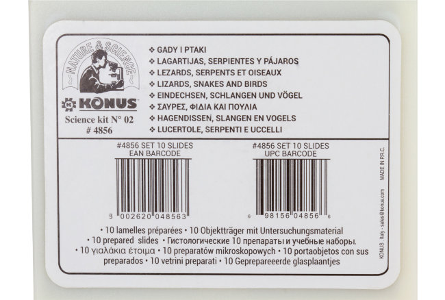 Набор микропрепаратов Konus 10: «Ящерицы, змеи и птицы»