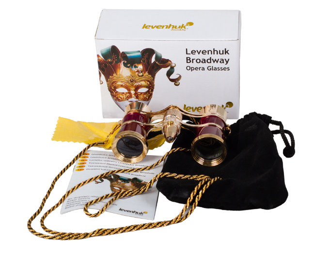 Бинокль Levenhuk Broadway 325F с подсветкой и цепочкой, красный Бинокль Levenhuk Broadway 325F с подсветкой и цепочкой, красный