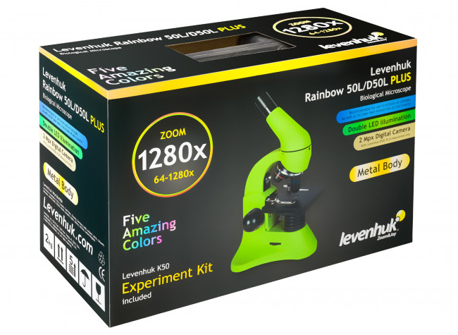 Микроскоп Levenhuk Rainbow 50L PLUS Lime\Лайм