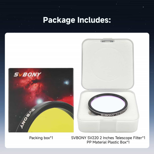 Фильтр SVBONY SV220 Dual-Band 3nm H-Alpha OIII, 2"