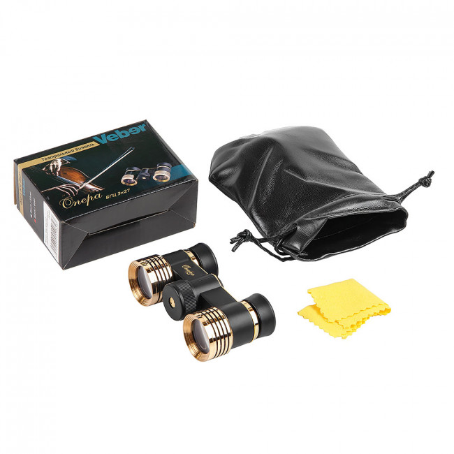 Бинокль Veber БГЦ 3x27 (черный/золото с фокусировкой)