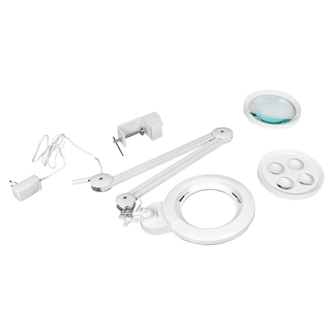 Лупа-лампа на струбцине Veber LED Bi-color, со сменными линзами и подсветкой (8608D) Лупа-лампа на струбцине Veber LED Bi-color, со сменными линзами и подсветкой (8608D)