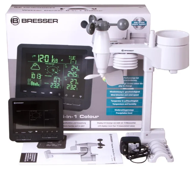 Метеостанция Bresser 5-в-1 с цветным дисплеем, черная