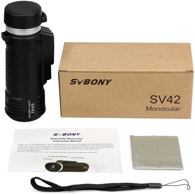 Монокуляр SVBONY 8x42 с дальномером и компасом (SV42) Монокуляр SVBONY 8x42 с дальномером и компасом (SV42)
