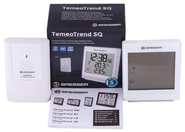 Метеостанция Bresser TemeoTrend SQ с радиоуправлением, белая Метеостанция Bresser TemeoTrend SQ с радиоуправлением, белая