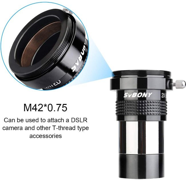 Линза Барлоу SVBONY 2х, 1,25", SV137 (с Т-адаптером) Линза Барлоу SVBONY 2х, 1,25", SV137 (с Т-адаптером)