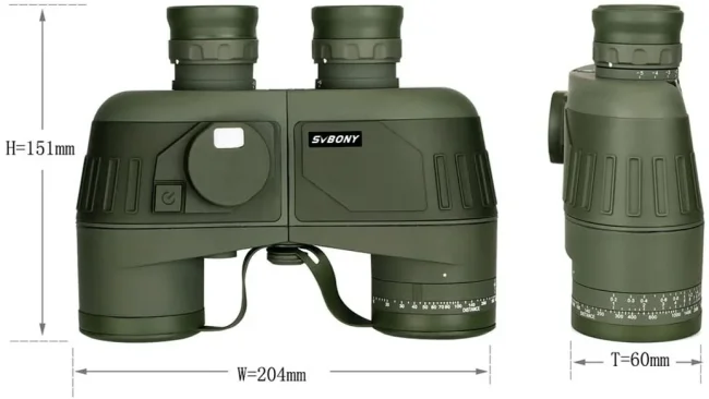 Бинокль SVBONY 7x50 морской с дальномером и компасом (F9307G) Бинокль SVBONY 7x50 морской с дальномером и компасом (F9307G)