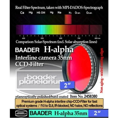 Фильтр Baader Planetarium H-Alpha Filter 35nm, 2" Фильтр Baader Planetarium H-Alpha Filter 35nm, 2"