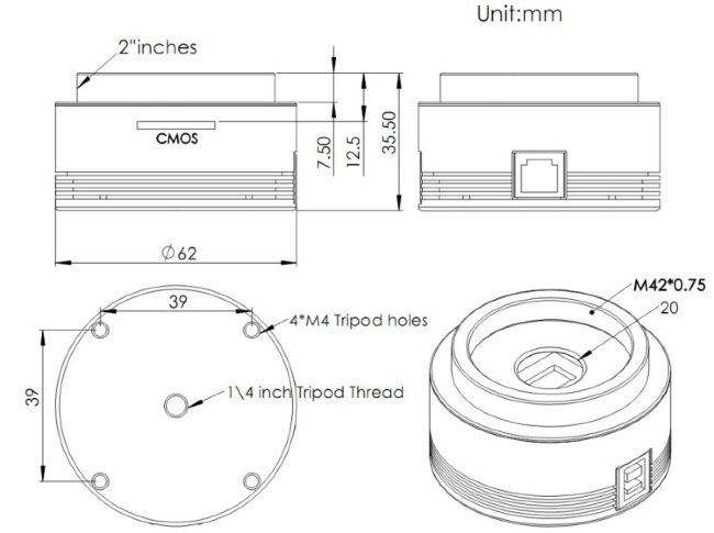Цифровая камера ZWO ASI120MM-S (монохромная) Цифровая камера ZWO ASI120MM-S (монохромная)