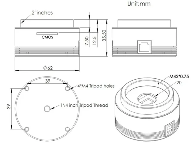 Цифровая камера ZWO ASI120MM-S (монохромная)