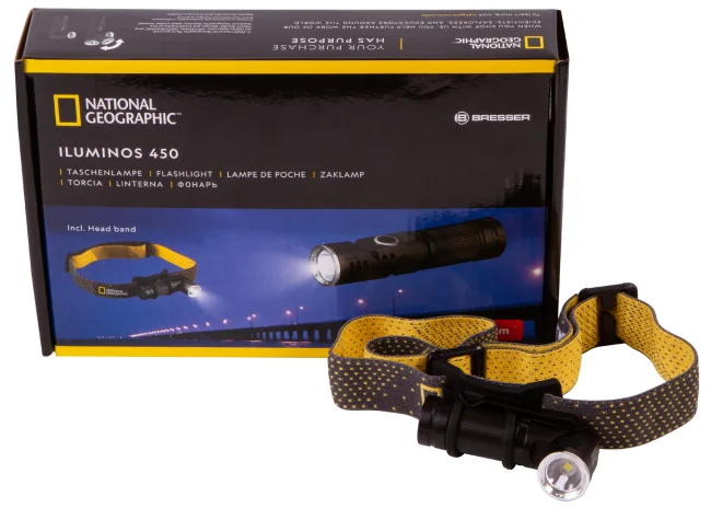 Фонарь Bresser National Geographic ILUMINOS 450, светодиодный, с креплением на голову Фонарь Bresser National Geographic ILUMINOS 450, светодиодный, с креплением на голову