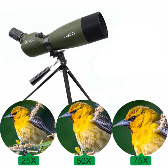 Зрительная труба SVBONY 25-75х70 с призмой 45 гр., на штативе