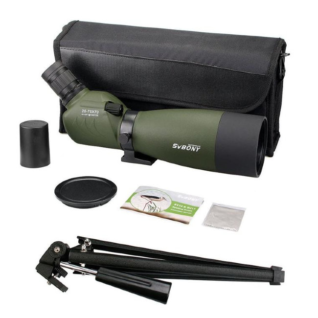 Зрительная труба SVBONY 25-75х70 с призмой 45 гр., на штативе