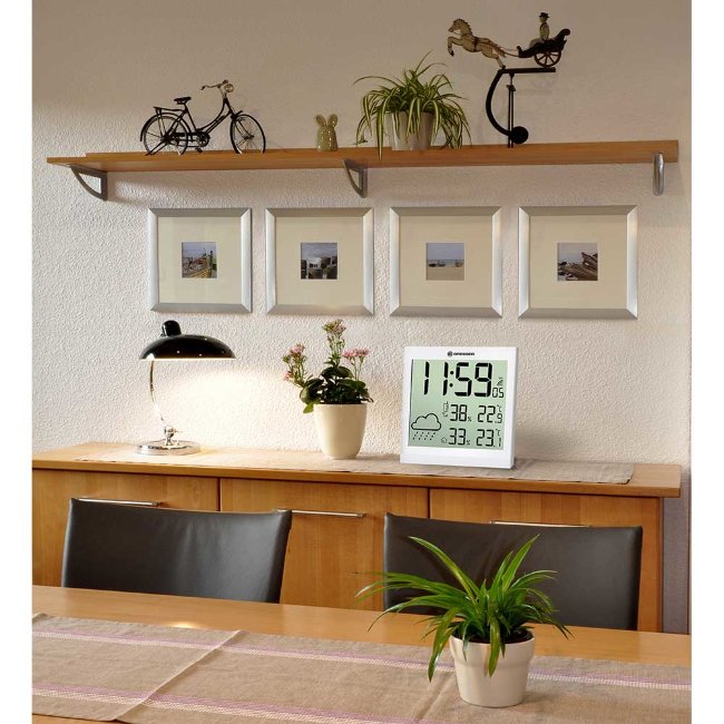 Метеостанция (настенные часы) Bresser TemeoTrend JC LCD с радиоуправлением, белая Метеостанция (настенные часы) Bresser TemeoTrend JC LCD с радиоуправлением, белая