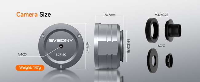Астрономическая камера SVBONY 8,3 Мпикс USB3.0 (SC715C) Астрономическая камера SVBONY 8,3 Мпикс USB3.0 (SC715C)