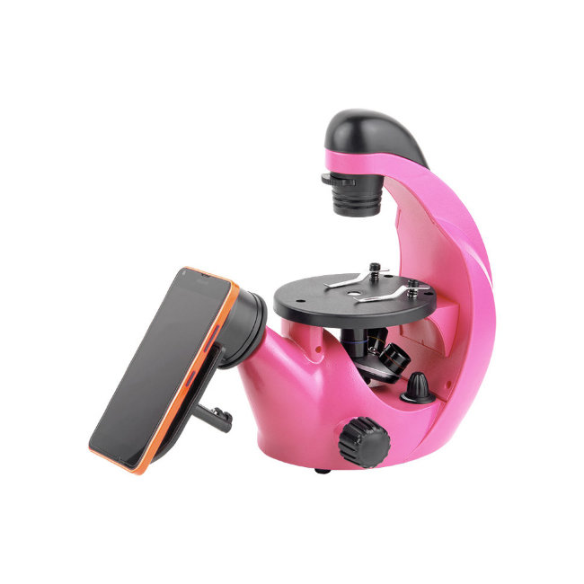 Микроскоп школьный Микромед Эврика 40х-320х инвертированный (фуксия)