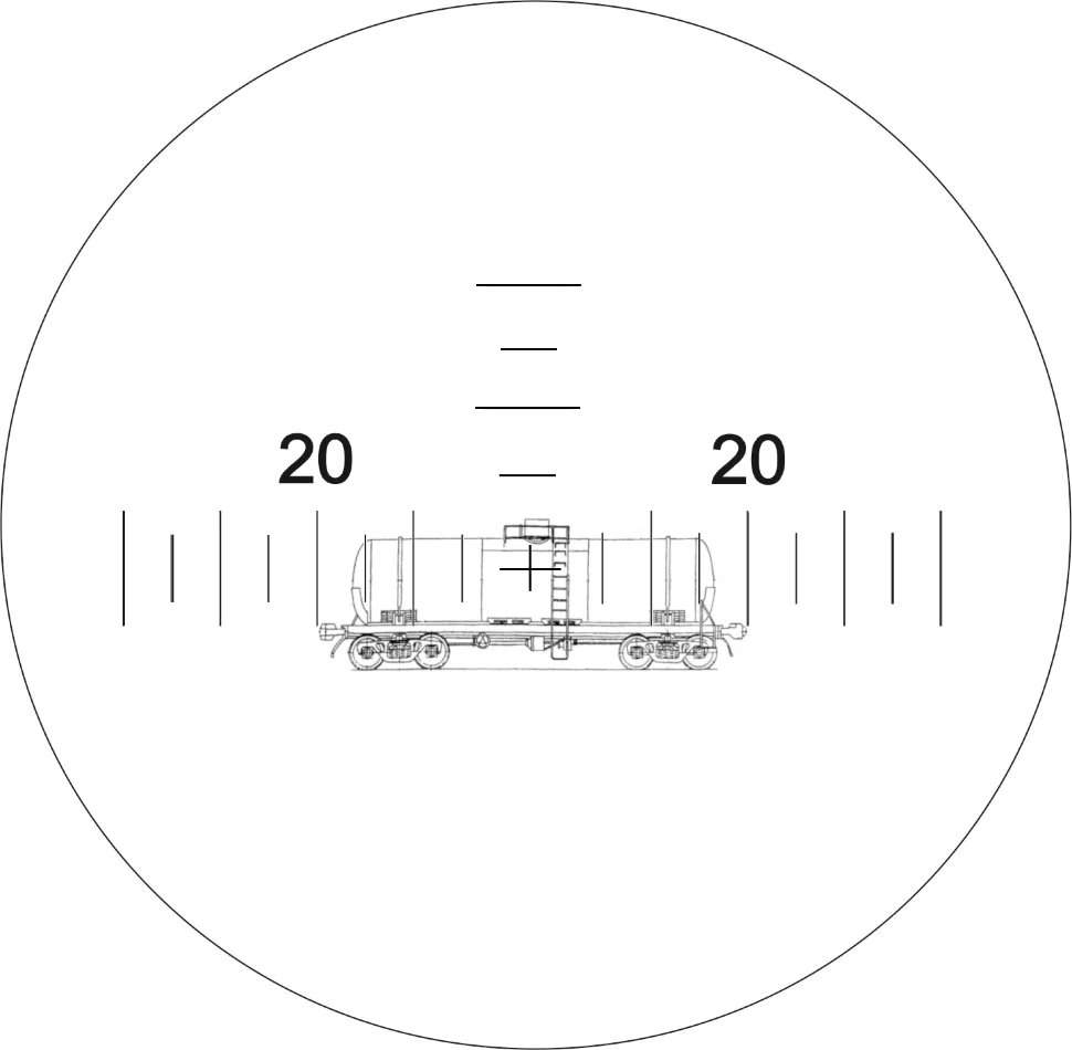 Вагон-цистерна в окуляре БПЦс 12x45. Расстояние 300 м