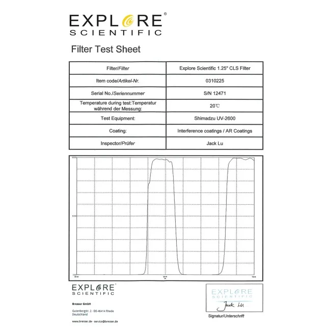 Фильтр Explore Scientific 1,25" CLS Nebula Filter Фильтр Explore Scientific 1,25" CLS Nebula Filter