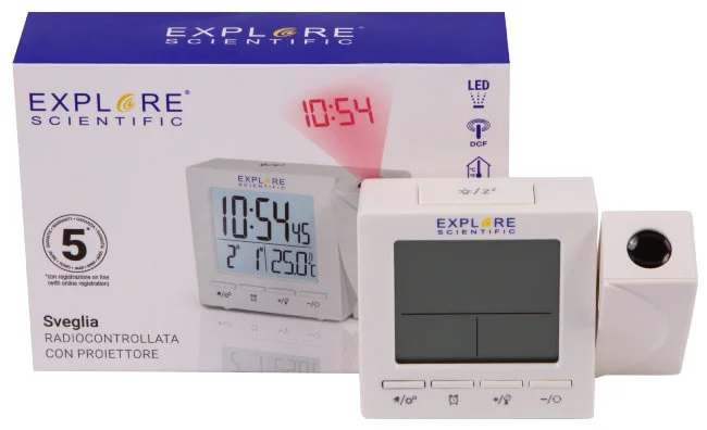 Часы цифровые Explore Scientific с проектором и термометром, белые