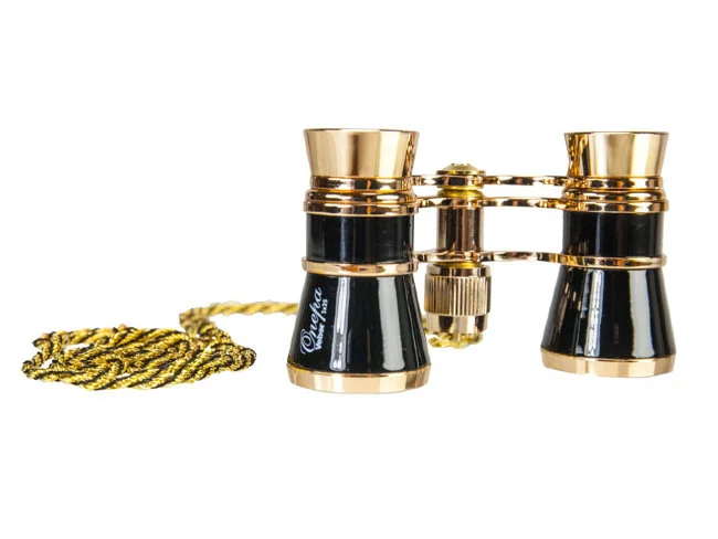 Бинокль театральный Veber Opera БГЦ 3x25 с цепочкой, черный/золотой