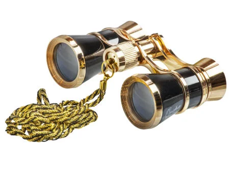 Бинокль театральный Veber Opera БГЦ 3x25 с цепочкой, черный/золотой