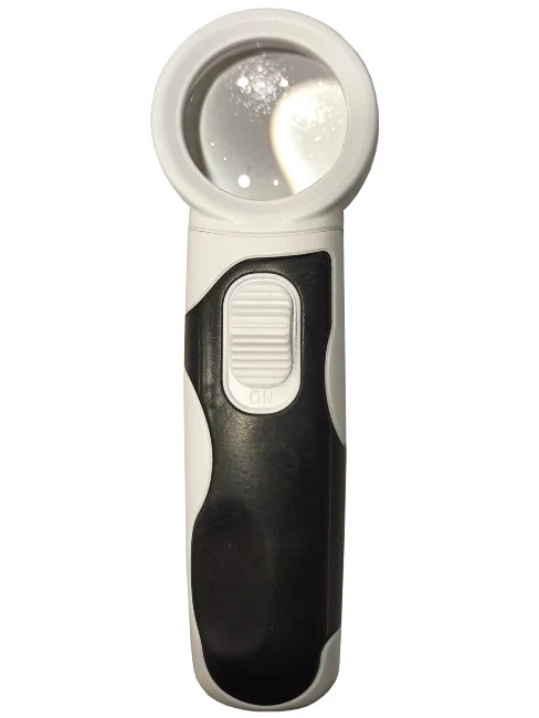 Лупа ручная круглая 16x-37мм для чтения с подсветкой (2 LED, черно-белая) Kromatech 77337B