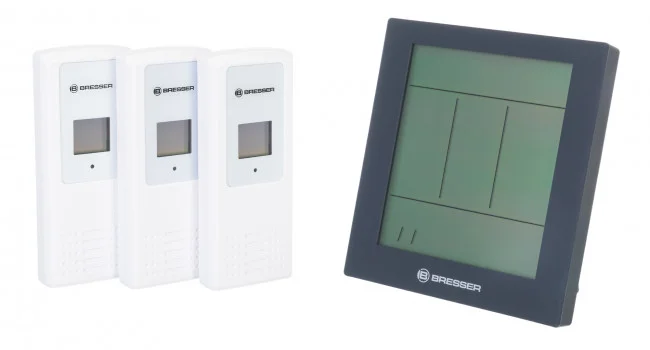 Метеостанция Bresser Temeo Hygro Quadro Prestige с тремя датчиками, серая