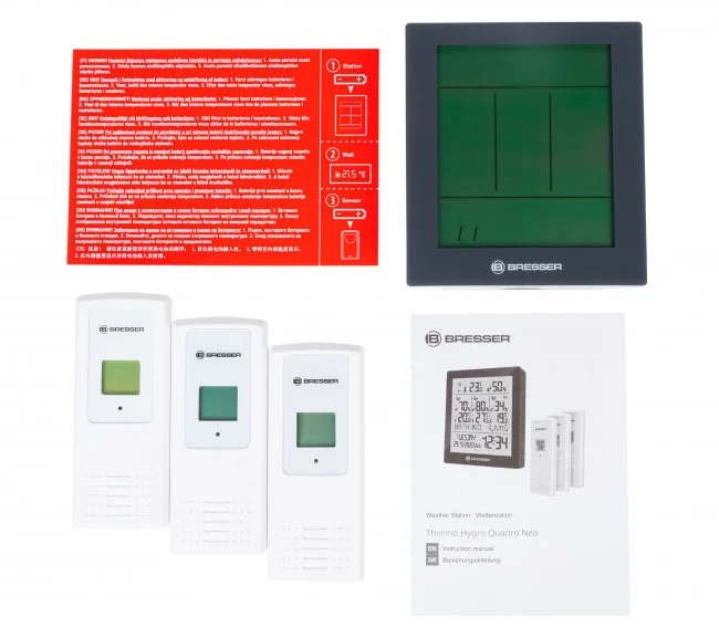 Метеостанция Bresser Temeo Hygro Quadro Prestige с тремя датчиками, серая