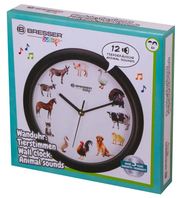 Часы настенные Bresser Junior, 25 см, с животными