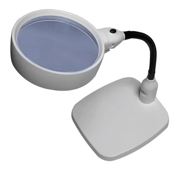 Лупа настольная 10x-120мм на гибком штативе с подсветкой (6 LED) Kromatech 7764