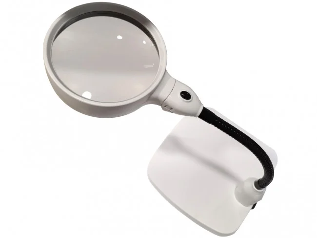 Лупа настольная 10x-120мм на гибком штативе с подсветкой (6 LED) Kromatech 7764