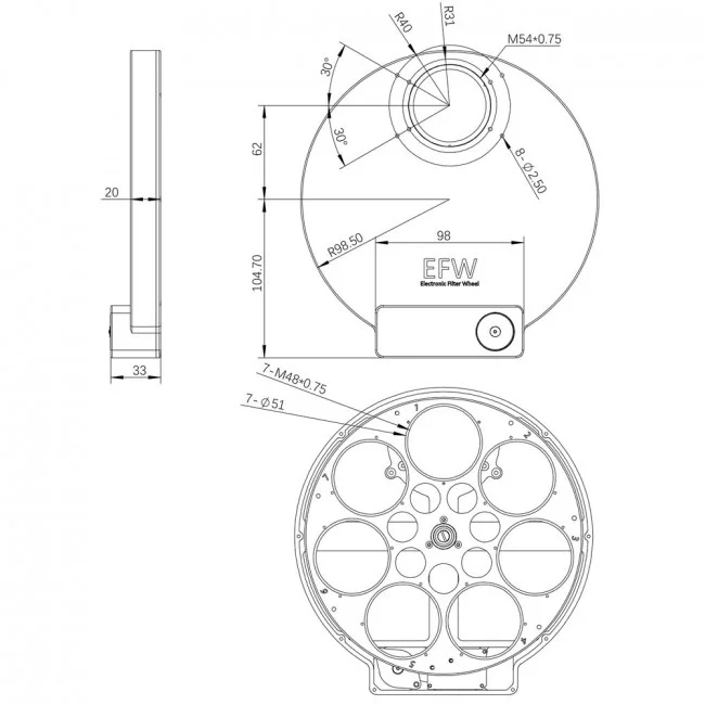 Колесо для фильтров ZWO EFW, 7х2''