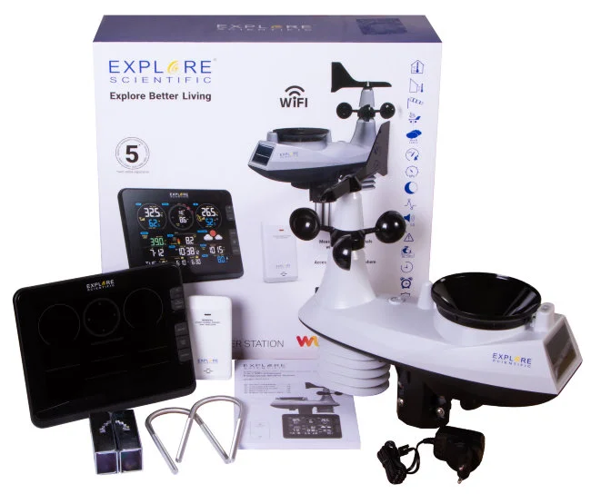 Метеостанция Explore Scientific «7 в 1» Wi-Fi, профессиональная, черная