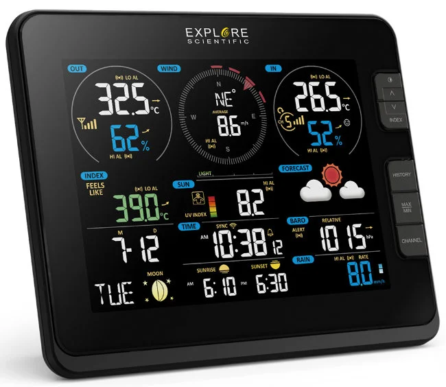 Метеостанция Explore Scientific «7 в 1» Wi-Fi, профессиональная, черная