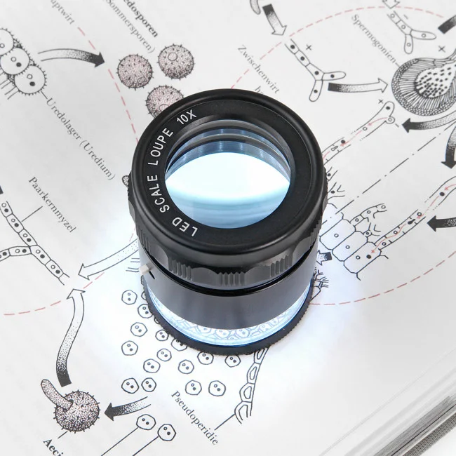 Лупа Veber 7175 измерительная с подсветкой (10х, 28мм) Лупа Veber 7175 измерительная с подсветкой (10х, 28мм)