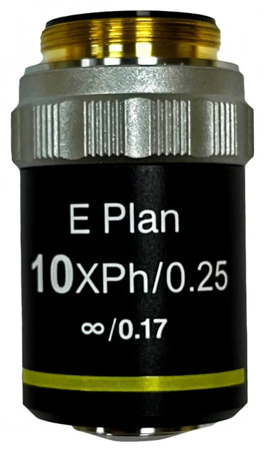 Объектив фазовый планахроматический Levenhuk 10x/0,25, беск/0,17 Объектив фазовый планахроматический Levenhuk 10x/0,25, беск/0,17