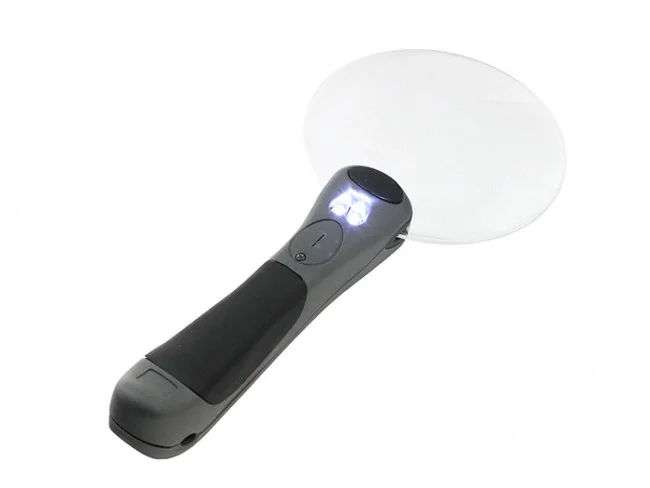 Лупа c ручкой и подсветкой Veber MG2B-3, 2.5x, 90 мм