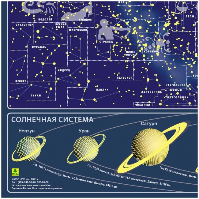 Карта звёздного неба (светящаяся в темноте, магнитная)