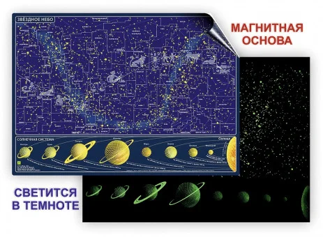 Карта звёздного неба (светящаяся в темноте, магнитная)