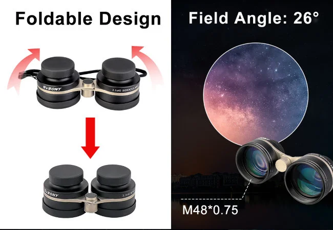 Бинокль сверхширокоугольный SVBONY 2.1x42 Бинокль сверхширокоугольный SVBONY 2.1x42